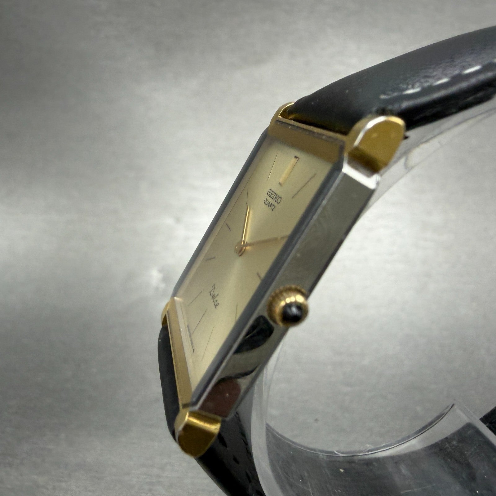 Seiko Dolce Tank Watch Men 25mm Champagne Two Tone 7730-5020 New Battery Vintage2
