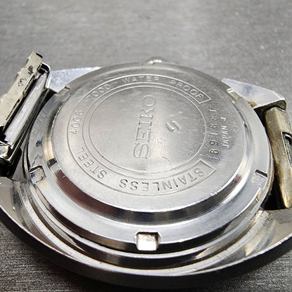Seiko BellMatic Watch Men 38mm Silver Dial Silver Tone Daydate Alarm PARTS7