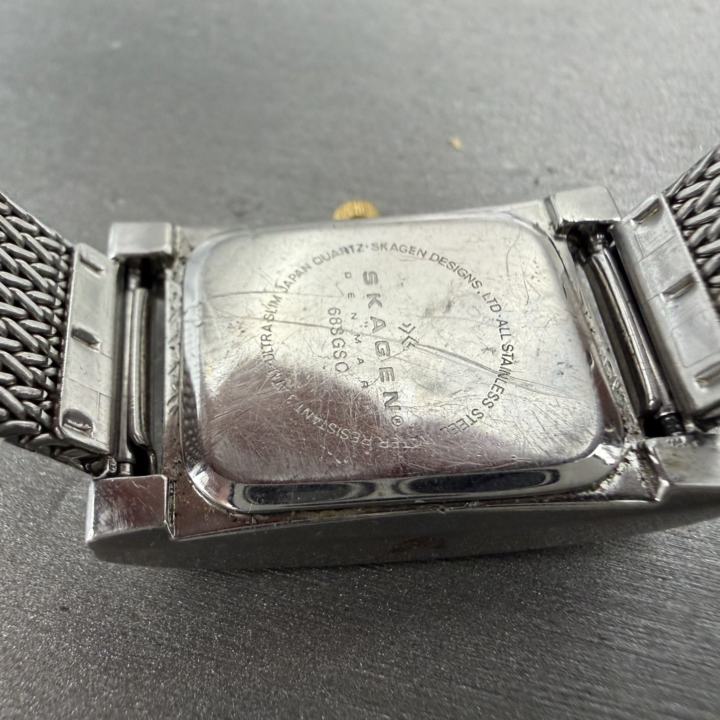 Skagen Tank Watch Women 21mm Silver Dial Silver Tone Rectangle 68SGSC New batt9
