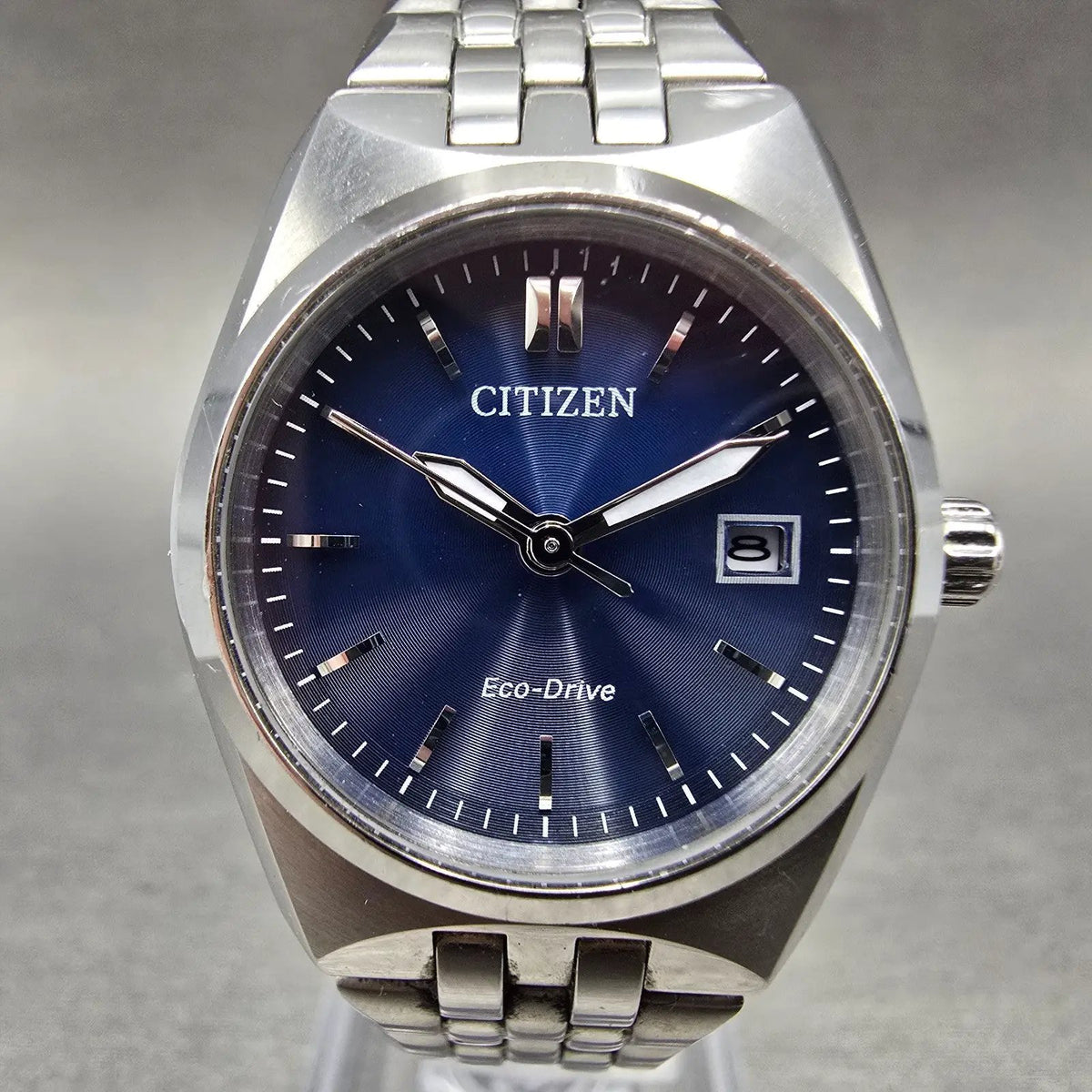 Citizen Eco-Drive Corso Watch Women 27mm Blue Dial Silver Date E011-S099684 Runs0