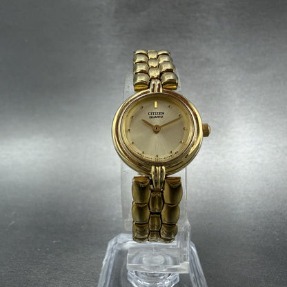 Citizen CQ Watch Women 20mm Champagne Dial Gold Tone Round 3220-S38192 New Batt5