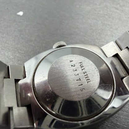 Technos Watch Women 23mm Blue Dial Steel Round Manual Wind Runs Vintage9