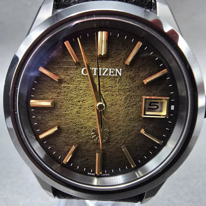 Citizen The Citizen Watch Men 38mm Yellow Dial Black Date AQ4106-18X Eco-Drive2