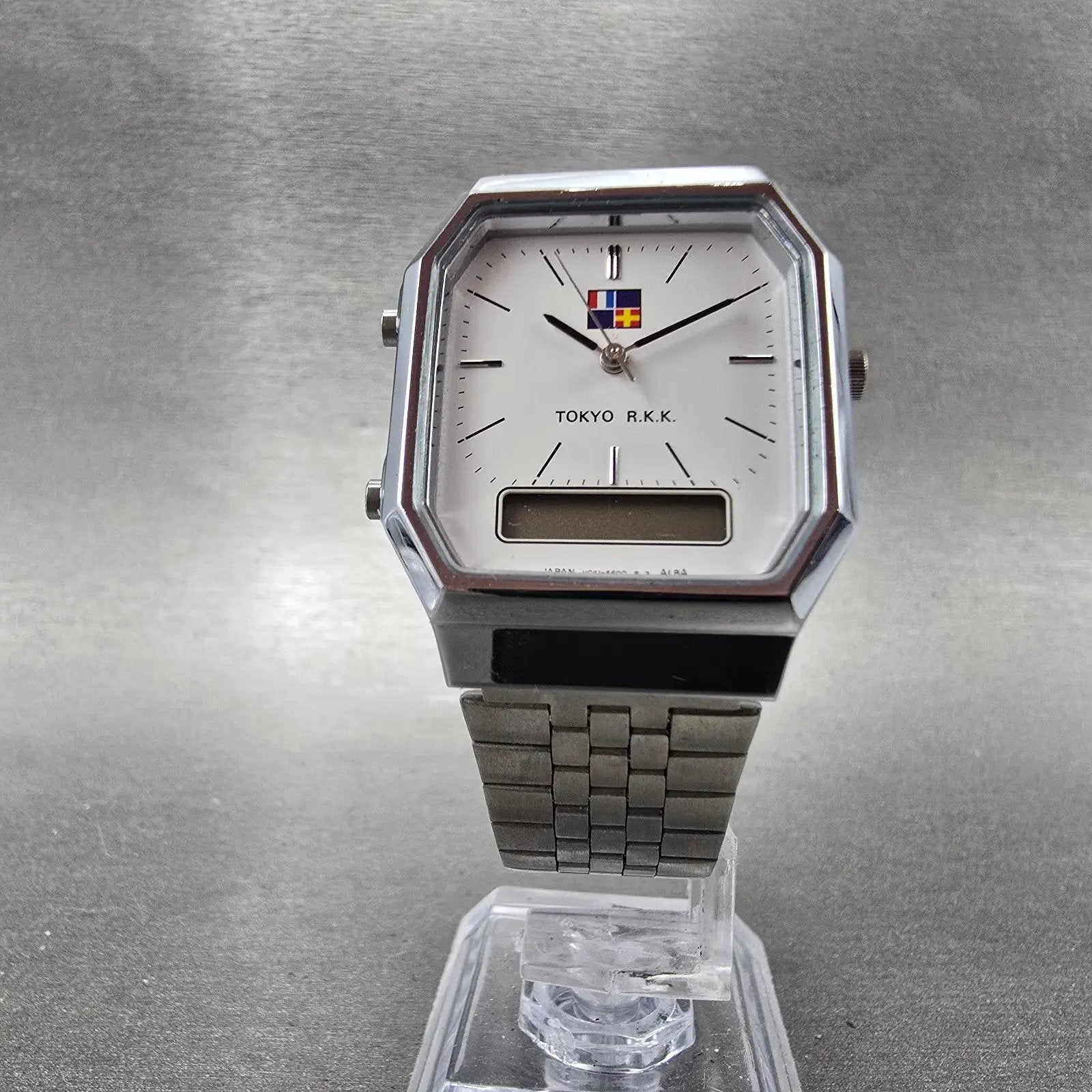 Seiko ALBA Watch Men 29mm White Dial Silver Tone Analog Digital V041-5050 PARTS6