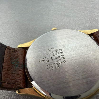 Seiko Watch Unisex 32mm Champagne Dial Gold Tone Round 2K01-0011 New Battery VTG9