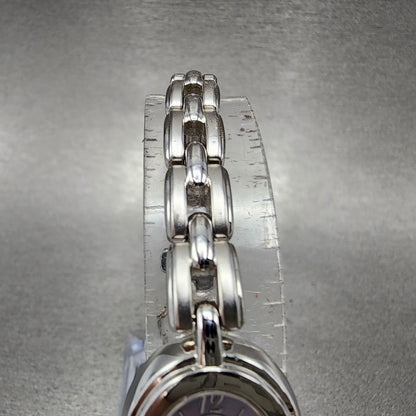 Seiko Solar Watch Women 18mm MOP Dial Silver Tone Oval V110-5a20 Runs