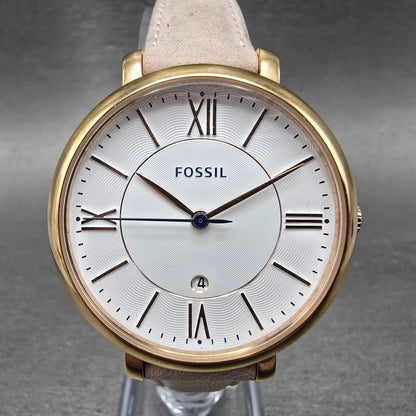 Fossil Watch Women 36mm White Dial Rose Gold Tone Round Date ES4202 New Battery0