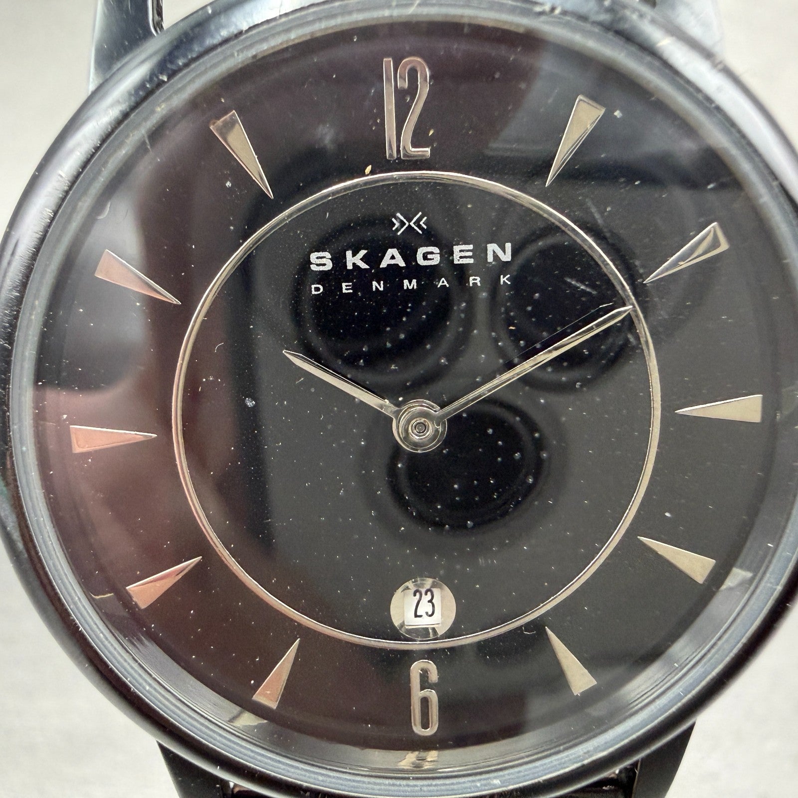 Skagen Watch Unisex 34mm Black Dial Black Tone Date Round 170LTMB1 New Battery1