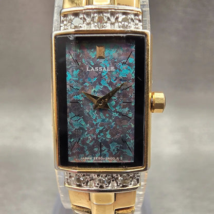 Seiko Lassale Watch Women 13mm Blue Dial Gold Tone Gemmed 2E20-6899 New Battery1