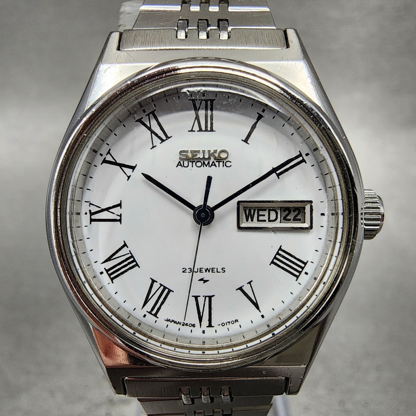 Seiko Automatic Watch Women 27mm White Dial Silver Tone Daydate 24060060 PARTS2