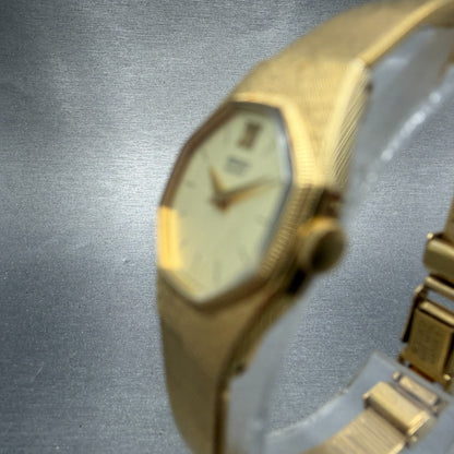 Seiko Watch Women 18mm Champagne Dial Gold Tone 1400-8019 New Battery Vintage2
