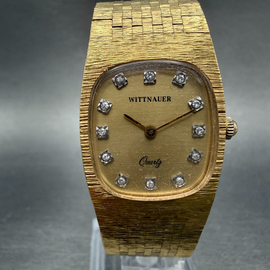 Wittnauer Watch Women 24mm Gold Dial Gold Tone Oval Diamond Markers New Battery0