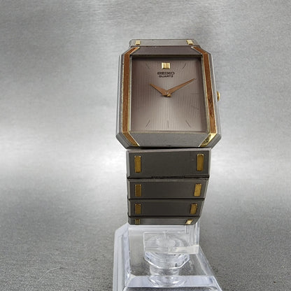Seiko Tank Watch Men 26mm Silver Dial Two Tone Rectangle 74305479 PARTS7