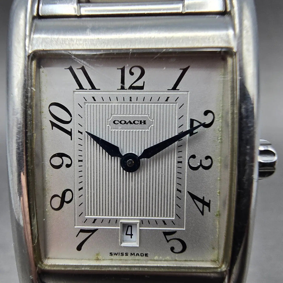 Coach Tank Watch Men 25mm Silver Dial Silver Tone Rectangle W502B PARTS2