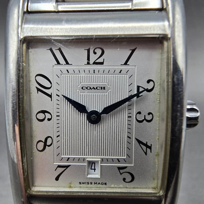 Coach Tank Watch Men 25mm Silver Dial Silver Tone Rectangle W502B PARTS2