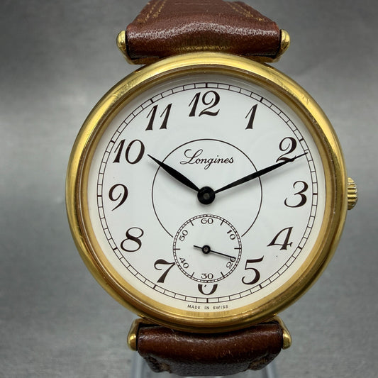 Longines Watch Men 32mm White Dial Gold Tone Small Seconds Manual Wind 3207 8460