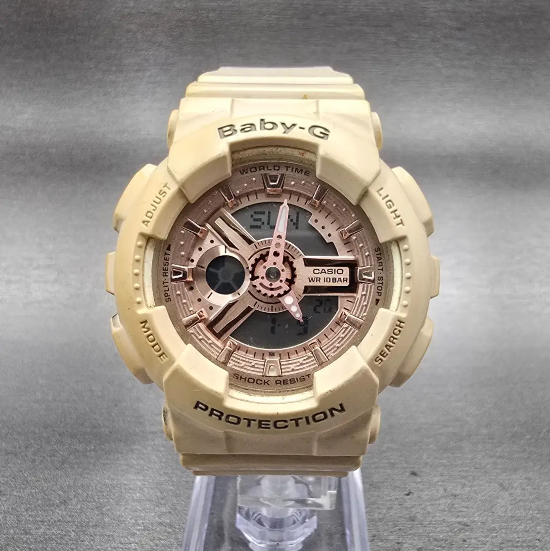 Casio Baby-G BA-110CP Watch Women 43mm Rose Gold Dial Chrono Alarm New Battery0
