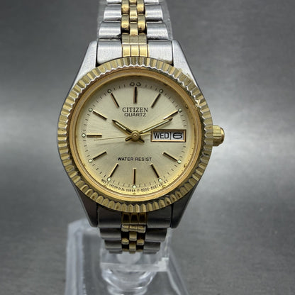 Citizen CQ Watch Women 25mm Champagne Dial Two Tone Daydate 6000-R00413 New Batt0