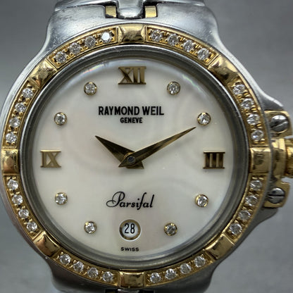 Raymond Weil Parsifal Watch Women 27mm MOP Dial Steel Diamond Bezel Date NewbatA1