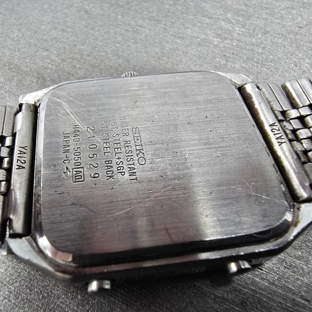 Seiko Analog Digital Watch Men 31mm Champagne Dial Two Tone H449-5050 New Batt9
