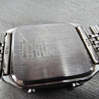 Seiko Analog Digital Watch Men 31mm Champagne Dial Two Tone H449-5050 New Batt9