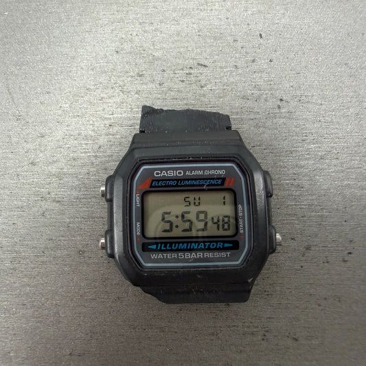 Casio Illuminator W-86 Watch Men 37mm Digital Black Alarm Chrono READ!! Newbatte0