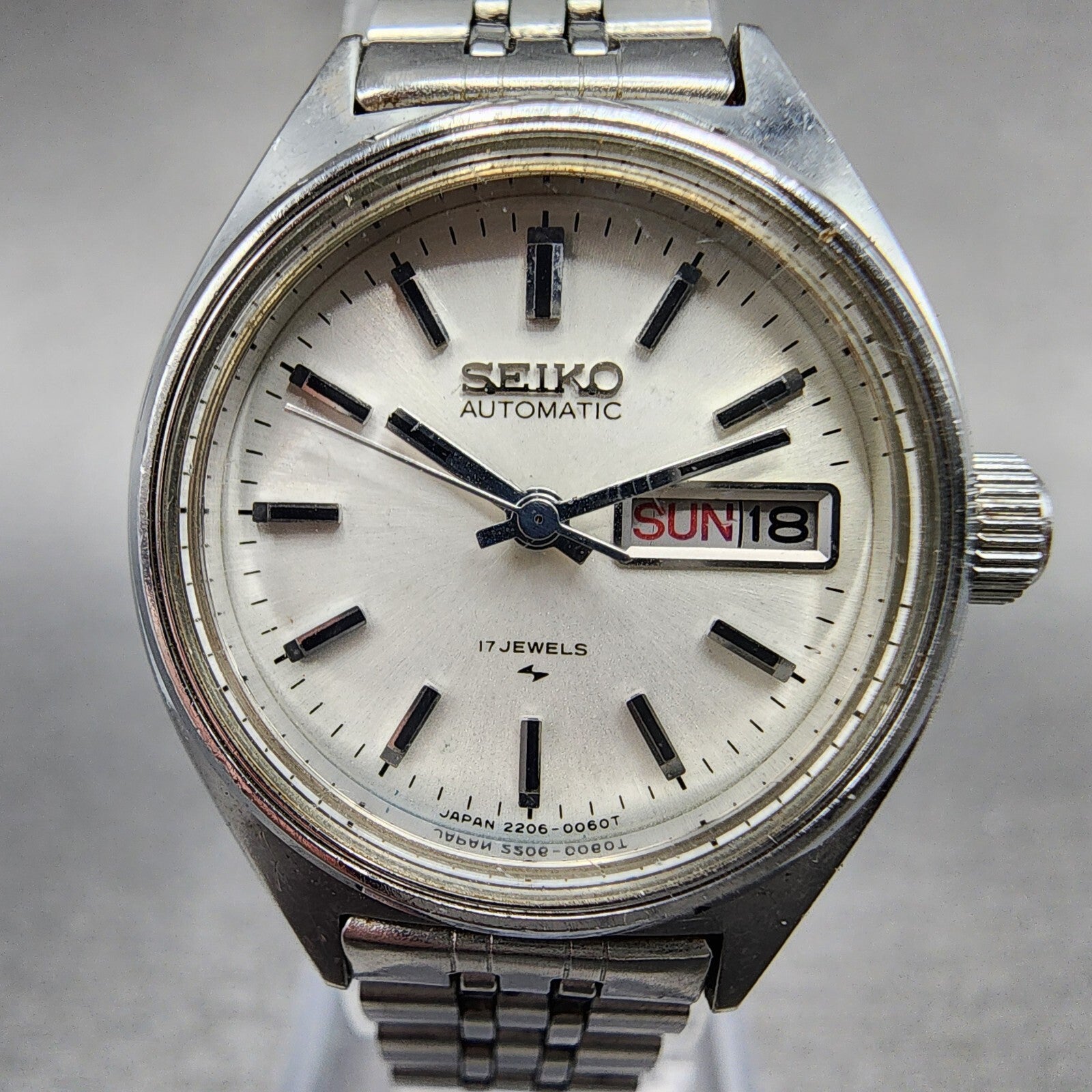 Seiko Automatic Watch Women 25mm White Sial Steel Daydate Round READ!!!! Runs1