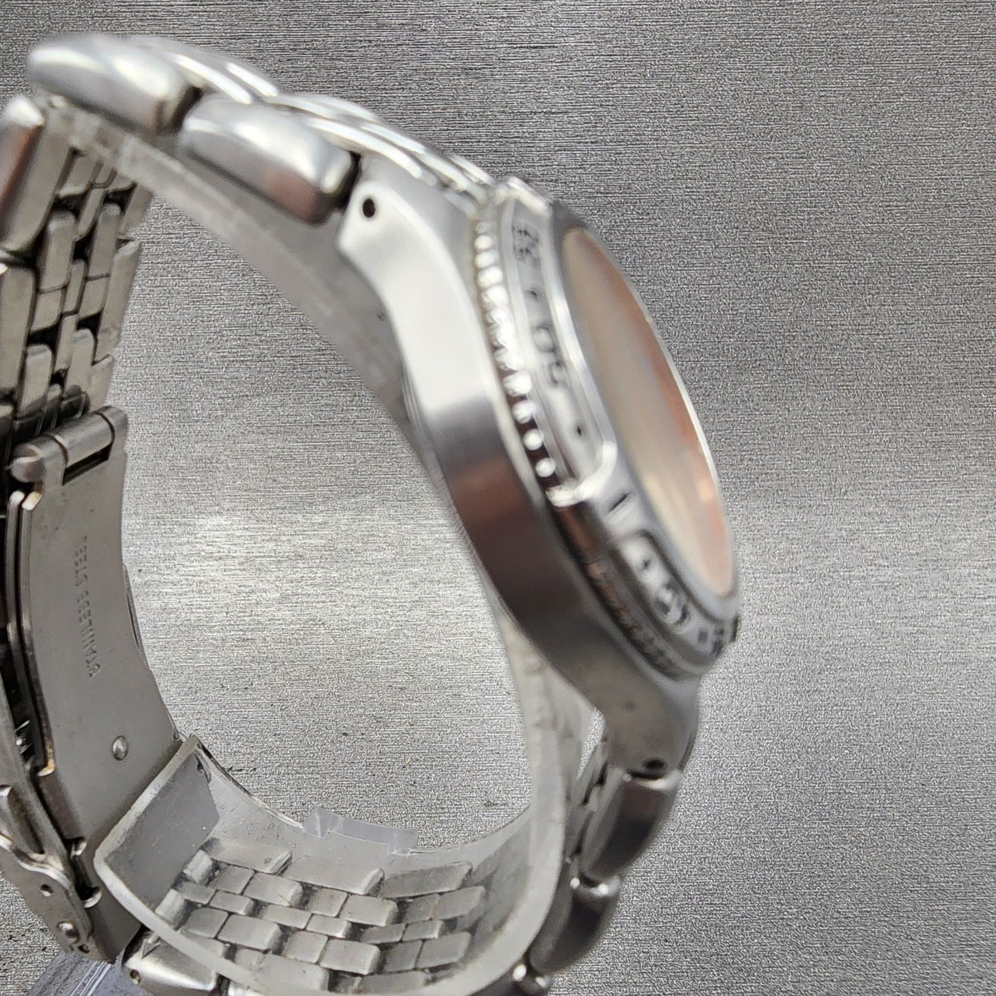 Fossil Blue Dive Watch Women 30mm Orange Dial Silver Tone Date AM3578 New Batt3