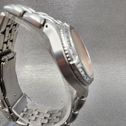 Fossil Blue Dive Watch Women 30mm Orange Dial Silver Tone Date AM3578 New Batt3