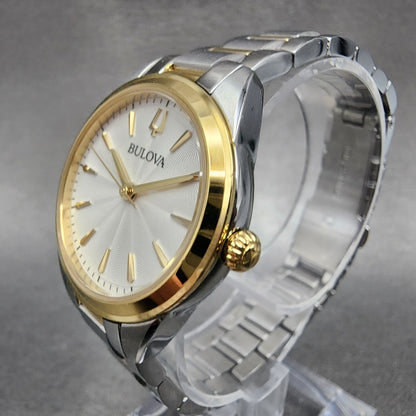 Bulova Sutton Watch Women 28mm White Dial Two Tone Round Stainless Steel 98L2772