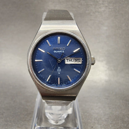 VTG Seiko Watch Women 24mm Blue Dial Silver Tone Daydate Round 79030020 NewBat0