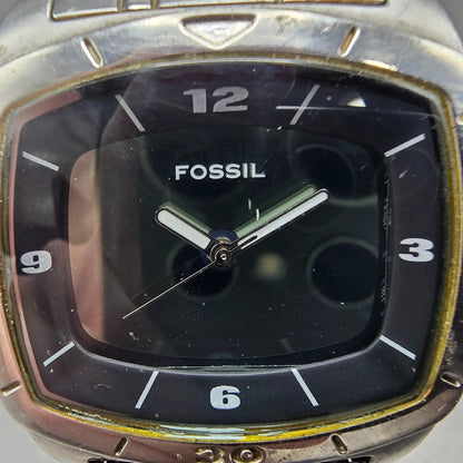 Fossil Big Tic Watch Men 41mm Blue Dial Silver Tone Rectangle AM-3743 NewBattery1