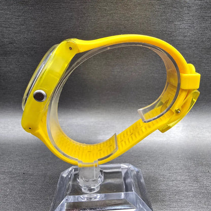 Swatch Yellow Laquered Watch Men 41mm Skeleton Dial Round SUOJ100 New Battery6