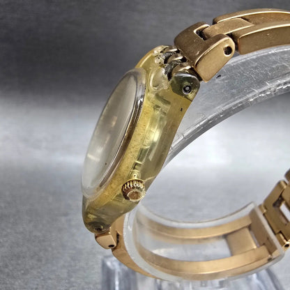 Swatch Enercle Watch Women 25mm Gold Dial Gold Tone Round LN137 New Battery2