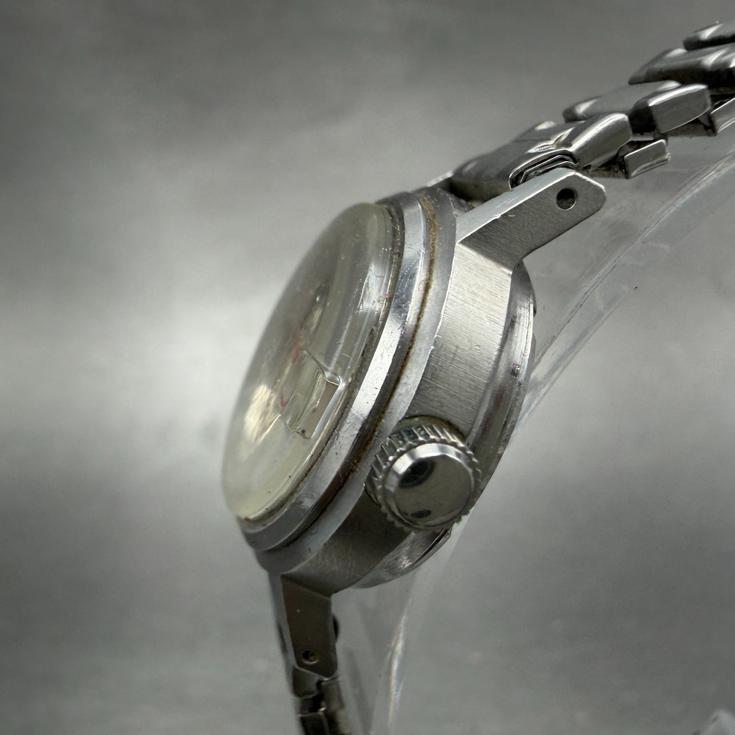 Seiko Automatic Watch Women 24mm Silver Dial Silver Tone Date 2205-0599 PARTS3