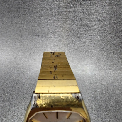 Technos Summit Quartz Watch Men 33mm White Dial Gold Tone Octagon New Battery4