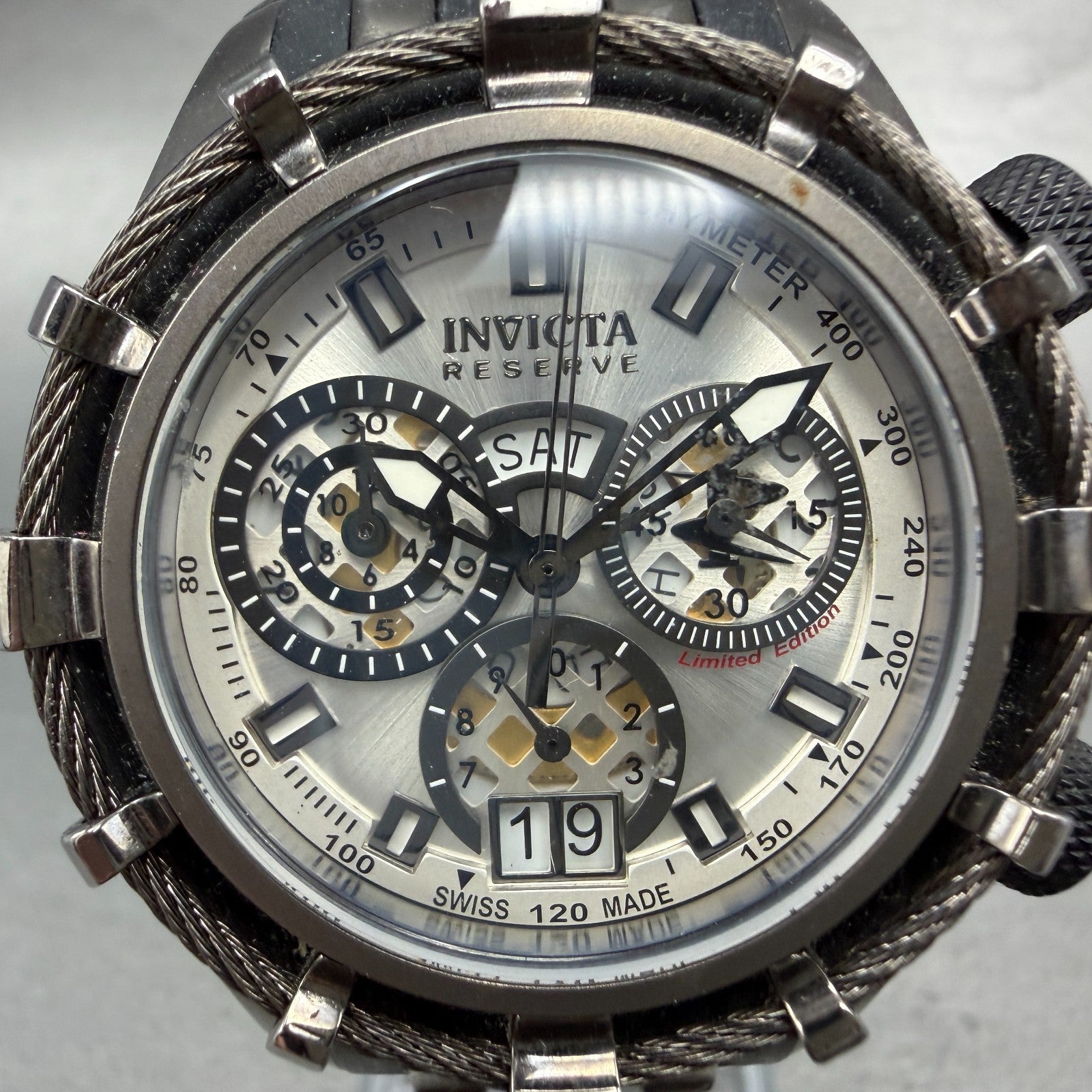 Invicta Reserve Bolt Chrono Watch Women 40mm Silver Dial Black Date 0201 Newbatt1