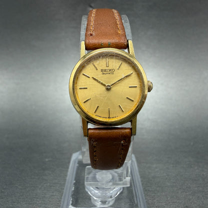 Seiko Watch Women 20mm Champagne Dial Gold Tone Round 2P20-0A10 New Battery VTG0