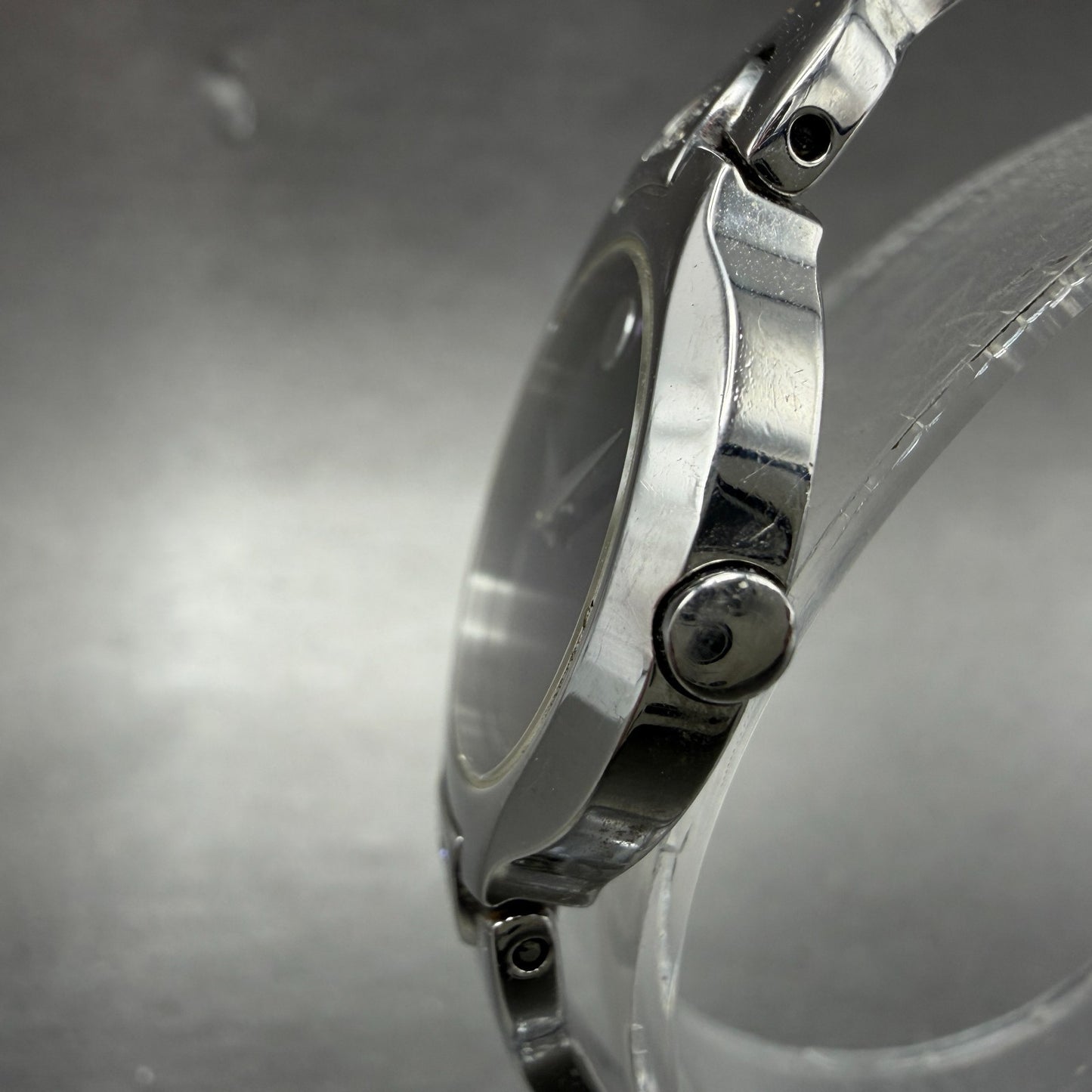 Movado Kara Watch Women 24mm Black Dial Steel Diamonds Bangle 84-A1-1846 NewBatt2
