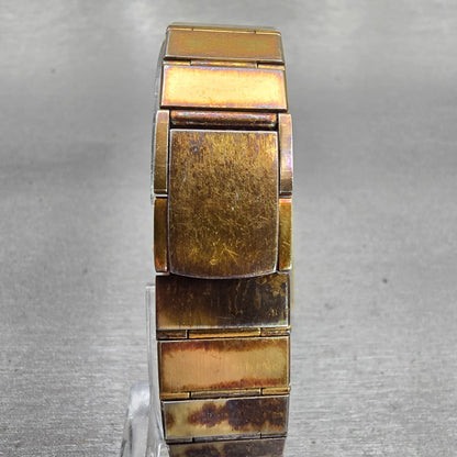 Seiko Watch Men 28mm Gold Dial Gold Tone Date Rectangle 9029-5009 New Battery7