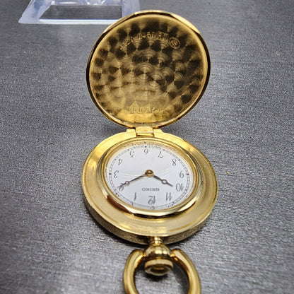 Seiko Pocket Watch Women 27mm White Dial Gold Tone 4n200450 New Battery4