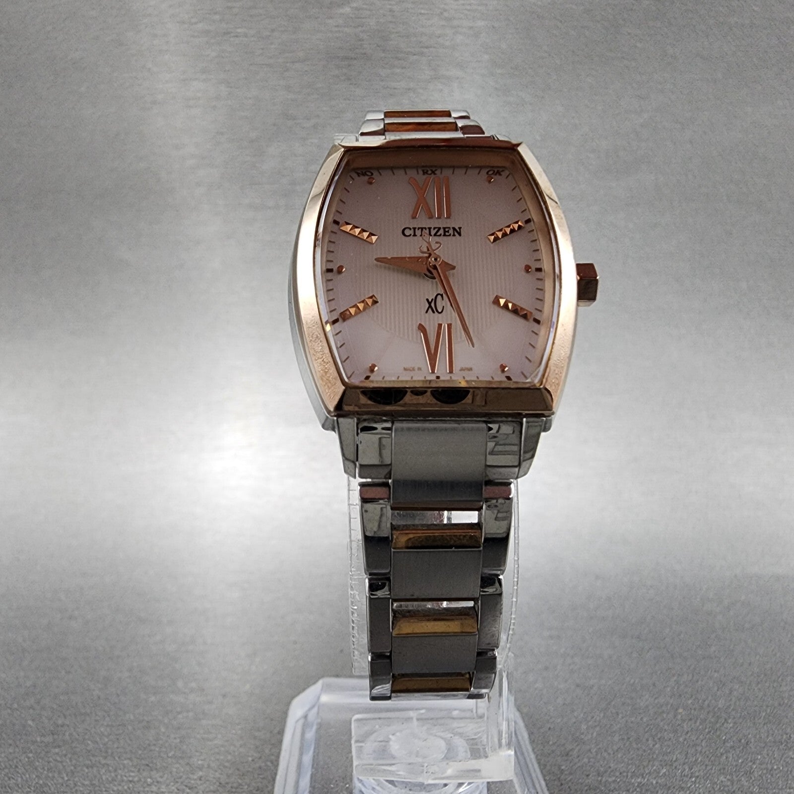 Citizen EcoDrive XC Watch Women 24mm White Dial Two Tone Rectangle H030 Runs5