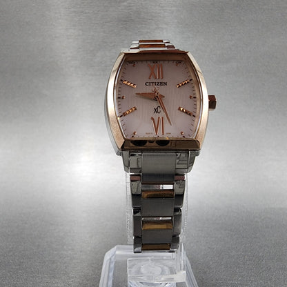 Citizen EcoDrive XC Watch Women 24mm White Dial Two Tone Rectangle H030 Runs5