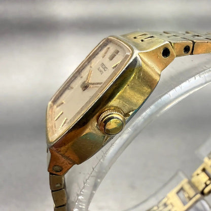 Seiko Watch Women 18mm Champagne Dial Gold Tone Rectangle 4700-3019 New Battery2