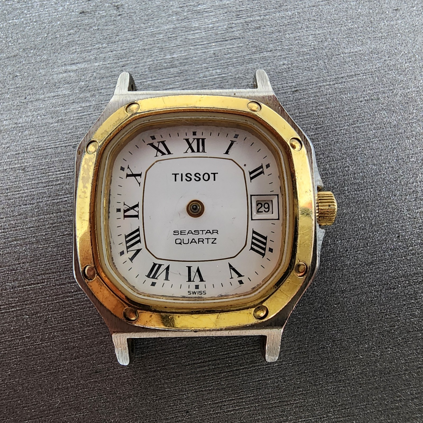 Tissot Seastar Watch Women 24mm White Dial Two Tone Date Octagon  PARTS2