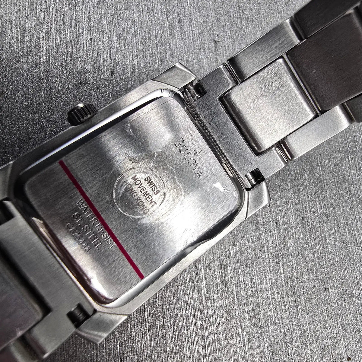Bulova Tank Watch Men 22mm White Dial Silver Tone Rectangle 96L95 New Battery 2310