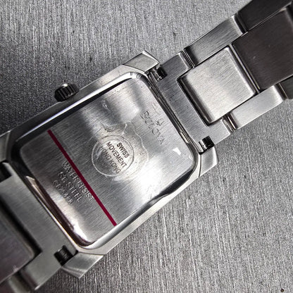 Bulova Tank Watch Men 22mm White Dial Silver Tone Rectangle 96L95 New Battery 2310