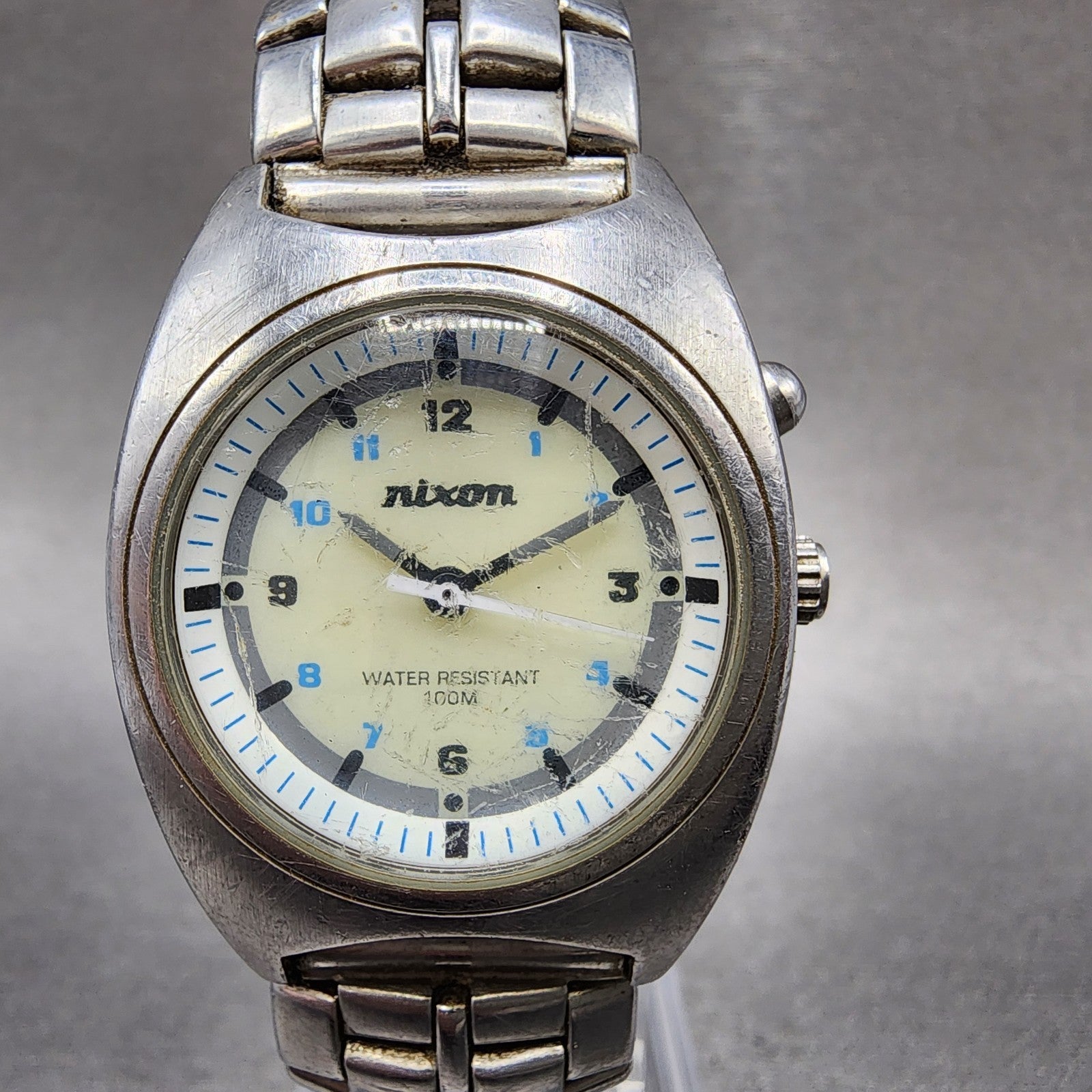 Nixon Small No.4 Watch Women 29mm Cream Dial Steel Date Round New Battery0