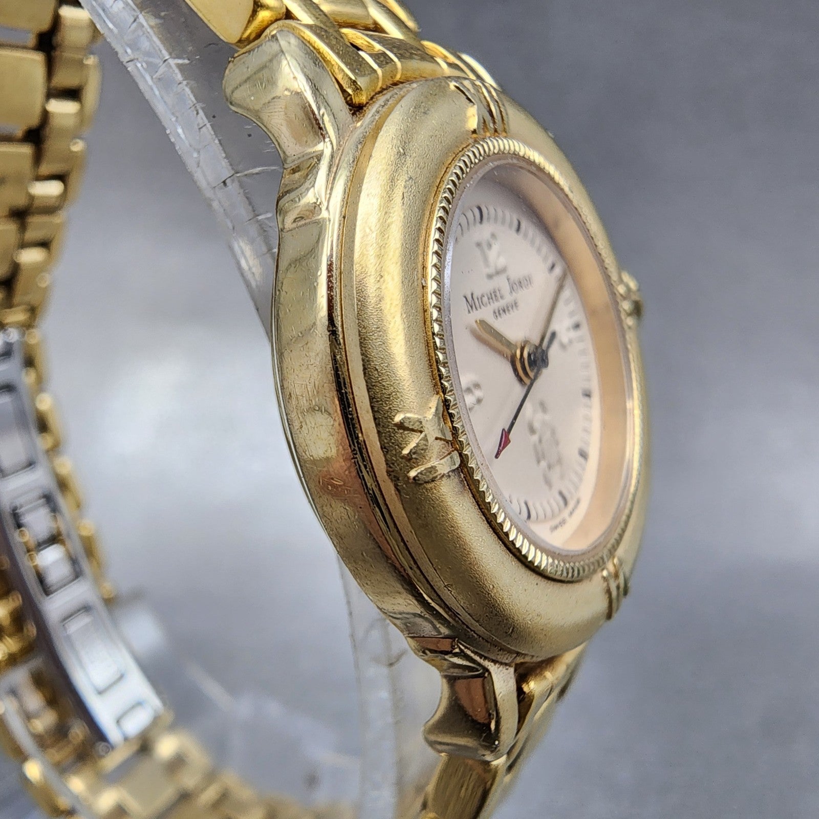 Michel Jordi 3000 Watch Women 26mm Cream Dial Gold Tone Round  New Battery3