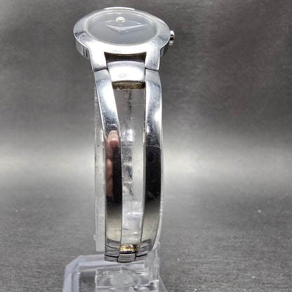 Movado Amorosa Watch Women 24m Black Dial Silver Tone Round 84 E4 1842 NewBat MW5